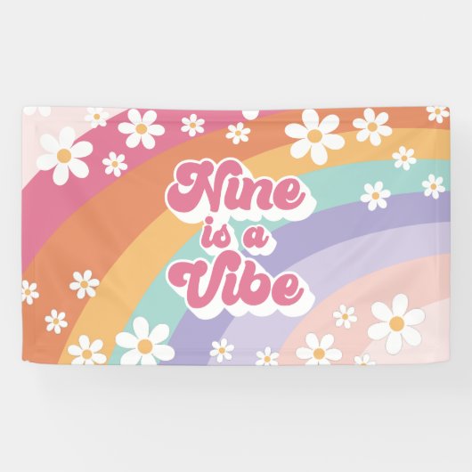 Banderoles Neuf est Vibe Retro Rainbow 9e anniversaire (Horizontal)