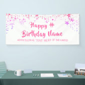 Banderoles N'IMPORTE QUEL ÂGE Anniversaire Rose Étoiles Messa (Salon professionnel)