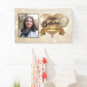 Banderoles N'importe quel âge Crème personnalisée Or Élégant  (En situation)