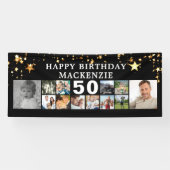 Banderoles N'Importe Quel Anniversaire 12 Photo Collage Gold (Horizontal)