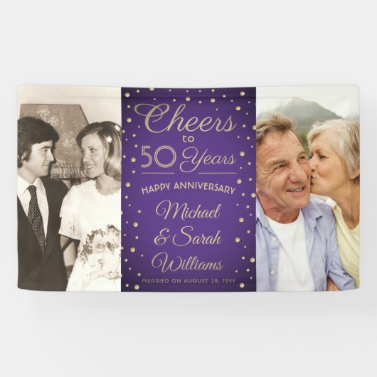 Banderoles N'IMPORTE QUEL Anniversaire Cheval 2 Photo Purple  (Horizontal)