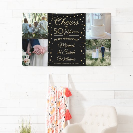 Banderoles N'IMPORTE QUEL Anniversaire Salue 4 Photo Noir et (En situation)