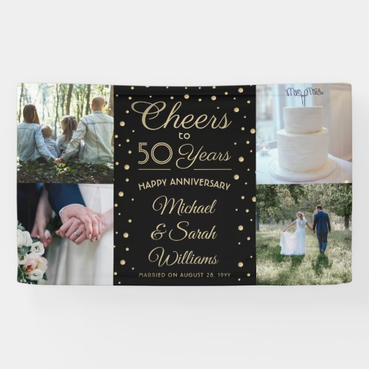 Banderoles N'IMPORTE QUEL Anniversaire Salue 4 Photo Noir et (Horizontal)