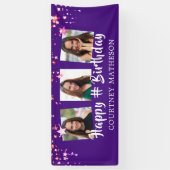 Banderoles N'Importe Quel Anniversaire Violet Rose Étoiles Ph (Vertical)