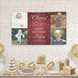 Banderoles N'IMPORTE QUELLE Oeuvre D'Anniversaire Brossé Bour<br><div class="desc">Célébrez un joyeux anniversaire d'étape avec une bannière personnalisée 4 photo bordeaux et or fête. (CONSEIL EN MATIÈRE DE PLACEMENT D'IMAGE : Une façon simple de centrer une photo exactement comment vous voulez est de la rogner avant de la télécharger sur le site Zazzle.) Design comprend quatre images de votre...</div>