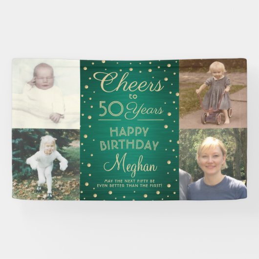 Banderoles N'IMPORTE QUELLE Oeuvre d'anniversaire Brossé Vert (Horizontal)