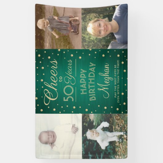 Banderoles N'IMPORTE QUELLE Oeuvre d'anniversaire Brossé Vert (Vertical)