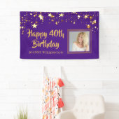 Banderoles N'importe quelle photo d'anniversaire Purple Gold (En situation)
