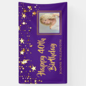 Banderoles N'importe quelle photo d'anniversaire Purple Gold (Vertical)