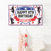 Banderoles Ninja Filles guerrières fête d'anniversaire bleu e (En situation)