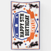 Banderoles Ninja Filles guerrières fête d'anniversaire bleu e (Vertical)