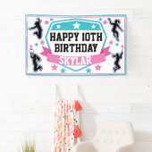 Banderoles Ninja Filles guerrières fête d'anniversaire rose e (En situation)