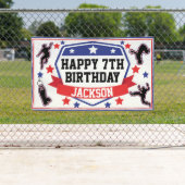 Banderoles Ninja Warriors Boys Anniversaire Party Bleu & Roug (En situation)