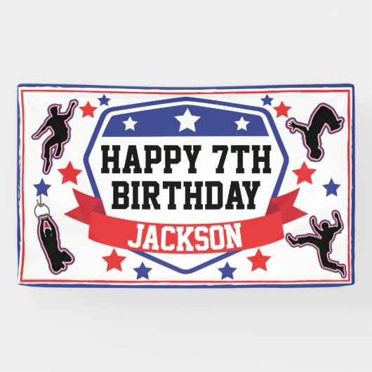 Banderoles Ninja Warriors Boys Anniversaire Party Bleu & Roug (Horizontal)