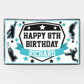 Banderoles Ninja Warriors Boys fête d'anniversaire Noir et Tu (Horizontal)