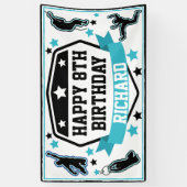 Banderoles Ninja Warriors Boys fête d'anniversaire Noir et Tu (Vertical)