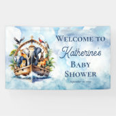 Banderoles Noah's Ark Cute Animals Blue Boy Baby shower (Horizontal)
