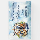 Banderoles Noah's Ark Cute Animals Blue Boy Baby shower (Vertical)