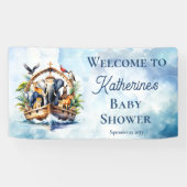 Banderoles Noah's Ark Cute Animals Blue Boy Baby shower (Horizontal)