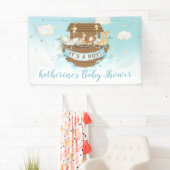 Banderoles Noah's Ark Cute Animaux Baby shower Garçon fond (En situation)