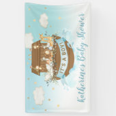 Banderoles Noah's Ark Cute Animaux Baby shower Garçon fond (Vertical)
