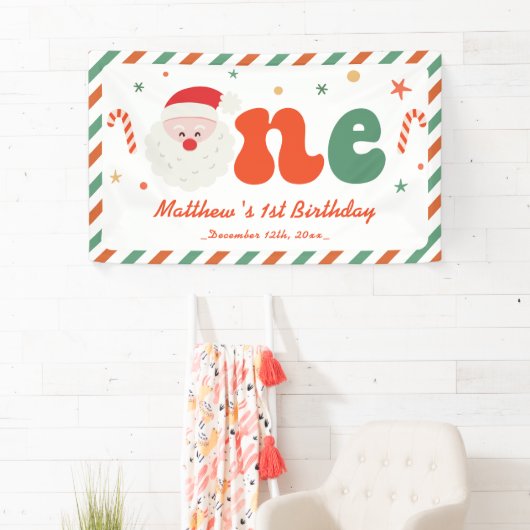 Banderoles Noël 1er anniversaire fête garçon (En situation)