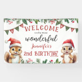 Banderoles Noël 2 Anniversaire fête Cute Squirrel (Horizontal)
