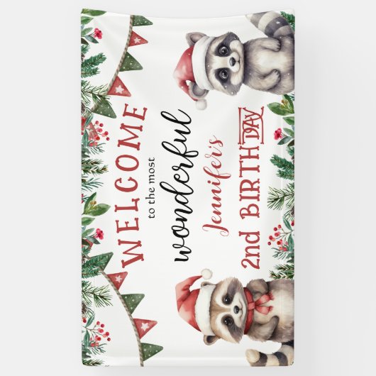 Banderoles Noël 2e anniversaire Woodland Winter Party (Vertical)