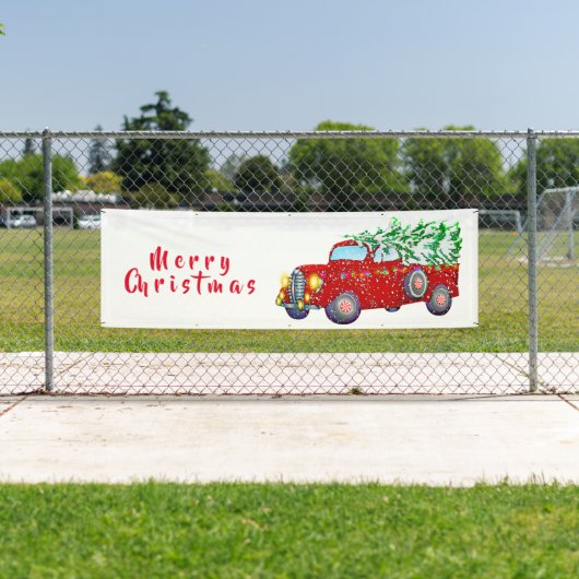 Banderoles Noël Bannr-Noël Pays Camion et Arbre (En situation)