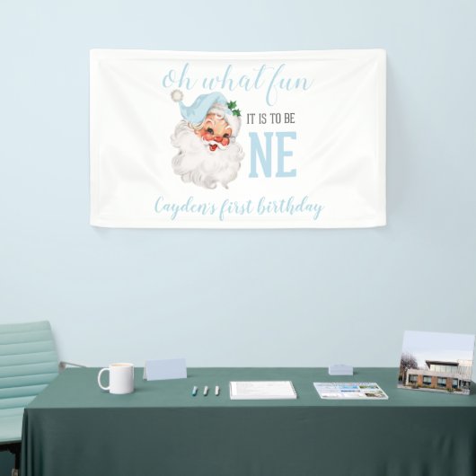 Banderoles Noël Blue Père Noël premier anniversaire (Salon professionnel)