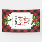 Banderoles Noël de plaid de Buffalo rouge et noir (Horizontal)