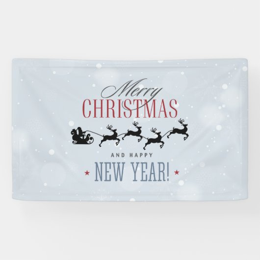 Banderoles Noël de Santa and his Flying (Horizontal)