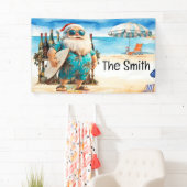 Banderoles Noël d'été en juillet Le Père Noël sur la plage (En situation)