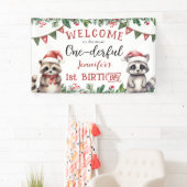 Banderoles Noël d'hiver 1er anniversaire fête Cute Raccons (En situation)