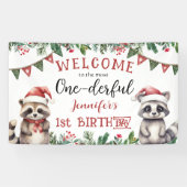 Banderoles Noël d'hiver 1er anniversaire fête Cute Raccons (Horizontal)