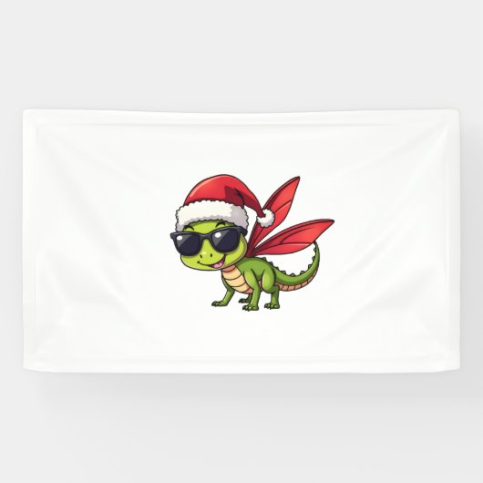 Banderoles Noël Dragonfly Santa Hat Funny Xmas Enfants (Horizontal)