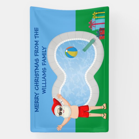 Banderoles Noël ensoleillé Santa Claus mignonne Custom Pool P (Verticale)