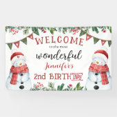 Banderoles Noël hivernal du mignon Snowman 2e anniversaire (Horizontal)