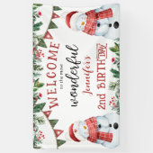 Banderoles Noël hivernal du mignon Snowman 2e anniversaire (Vertical)