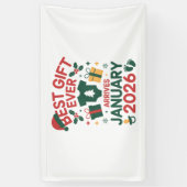 Banderoles Noël Meilleur Cadeau Arrives Janvier 2026 Couples (Vertical)