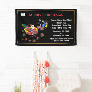 Banderoles Noël Père Noël Heures de Fêtes Personnaliser