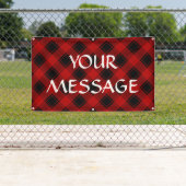 Banderoles Noël plaid motif rouge et noir (En situation)