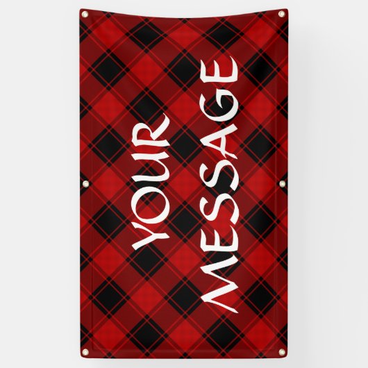Banderoles Noël plaid motif rouge et noir (Vertical)
