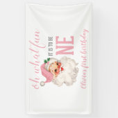 Banderoles Noël rose Père Noël premier anniversaire (Vertical)