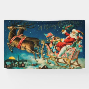 Banderoles Noël vintage du Père Noël Sleigh