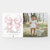 Banderoles Nœud personnalisé aquarelle rose poudré pour 1er a (Horizontal)