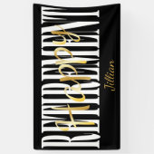 Banderoles Noir, blanc et partie de retraite d'or (Vertical)