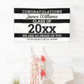 Banderoles Noir Blanc Félicitations Classe De 2022 Diplômé (En situation)