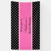 Banderoles Noir blanc, Fête des mariées à points rose chaud (Vertical)
