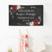 Banderoles Noir Chalkboard Bourgogne Gold Rose Boho Mariage (En situation)